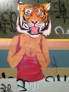 Miguel DonJuan, La Tigre, 2012, mixed media on birch, 4'x3'