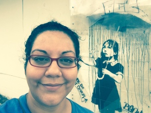 With Banksy's Umbrella Girl